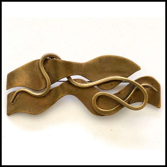 VINTAGE One of A Kind Handmade Handcrafted Brass Brooch Pin Artwear - Picture 2 of 6